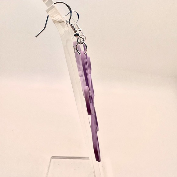 Large Purple Flower Earrings - Barbie Earrings - Statement Earring - Y2K Earring - Picture 4 of 9